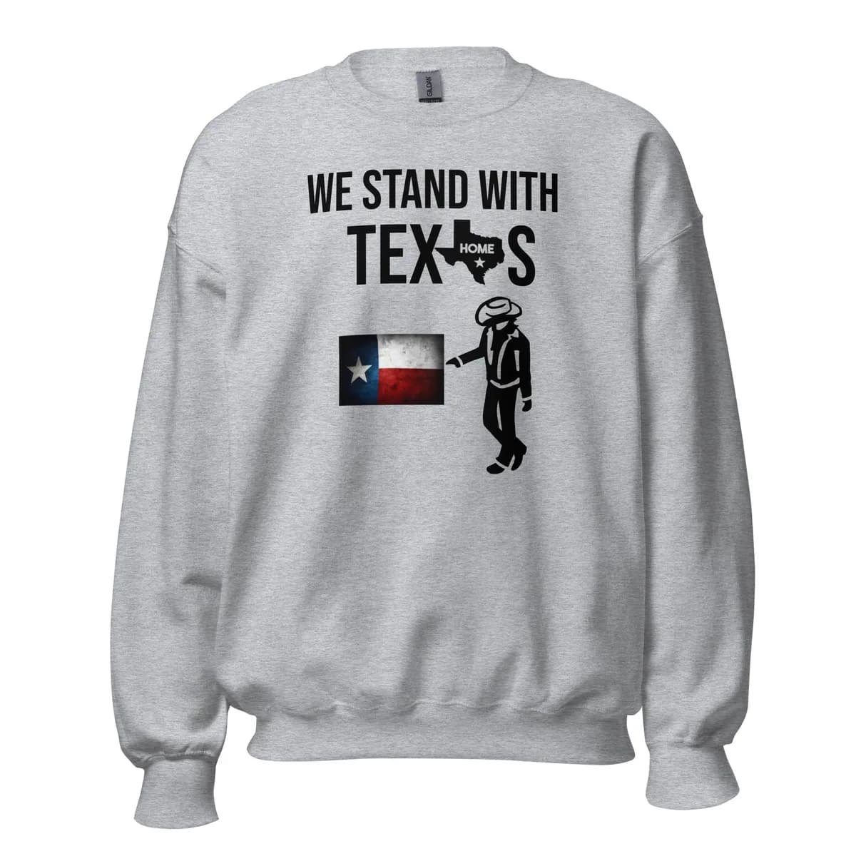 Grey We Stand With Texas crewneck sweatshirt